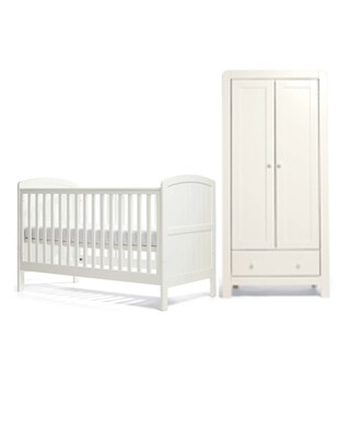 Dover White 2 Piece Cotbed Set with Wardrobe